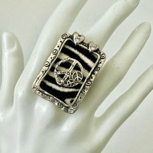 Silver Peace Sign Ring